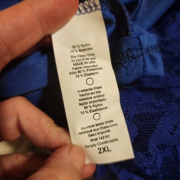 LulaRoe Royal Blue Lace Lined Lola Skirt Women's 2X Elastic Waist Plus Size EUC - Picture 6 of 6